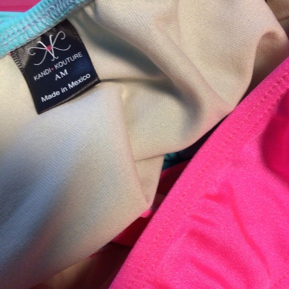 Kandi Kouture Cut Out Neon Floral Colorblock One Shoulder Dance Leotard Size AM - Picture 4 of 8